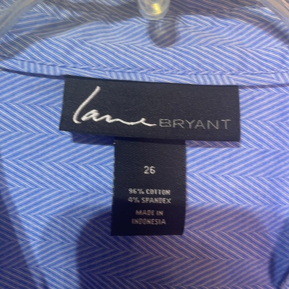 Lane Bryant 26 blue on blue herringbone pattern blouse shaped worn once euc - Picture 2 of 6